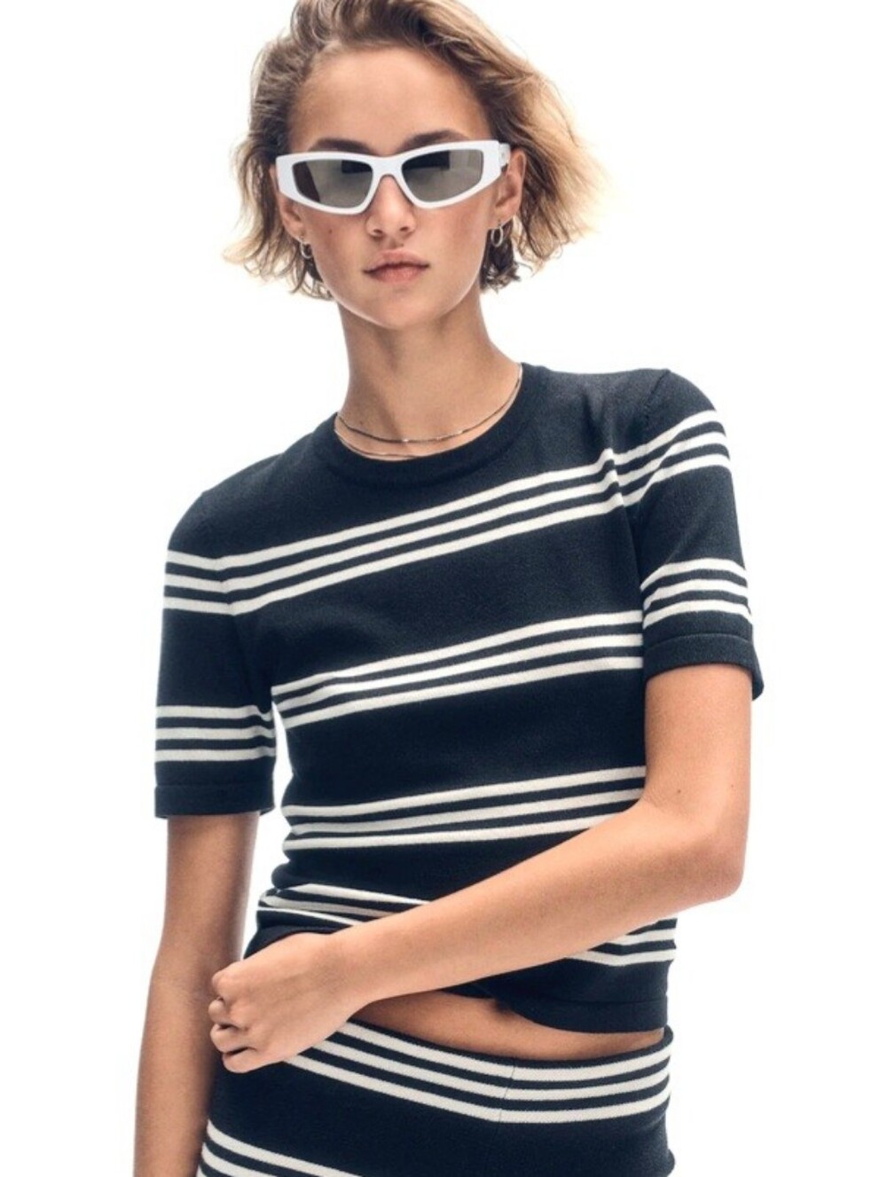 DKNY Elbow Sleeve Striped Sweater Size S NWT